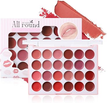 lipstick palette, lipstick kit, moisturizing lipstick plate 24 colors, nude and dark color, palette lip gloss-24 color lipstick palette makeup moisturizing matte lip glaze lipstick