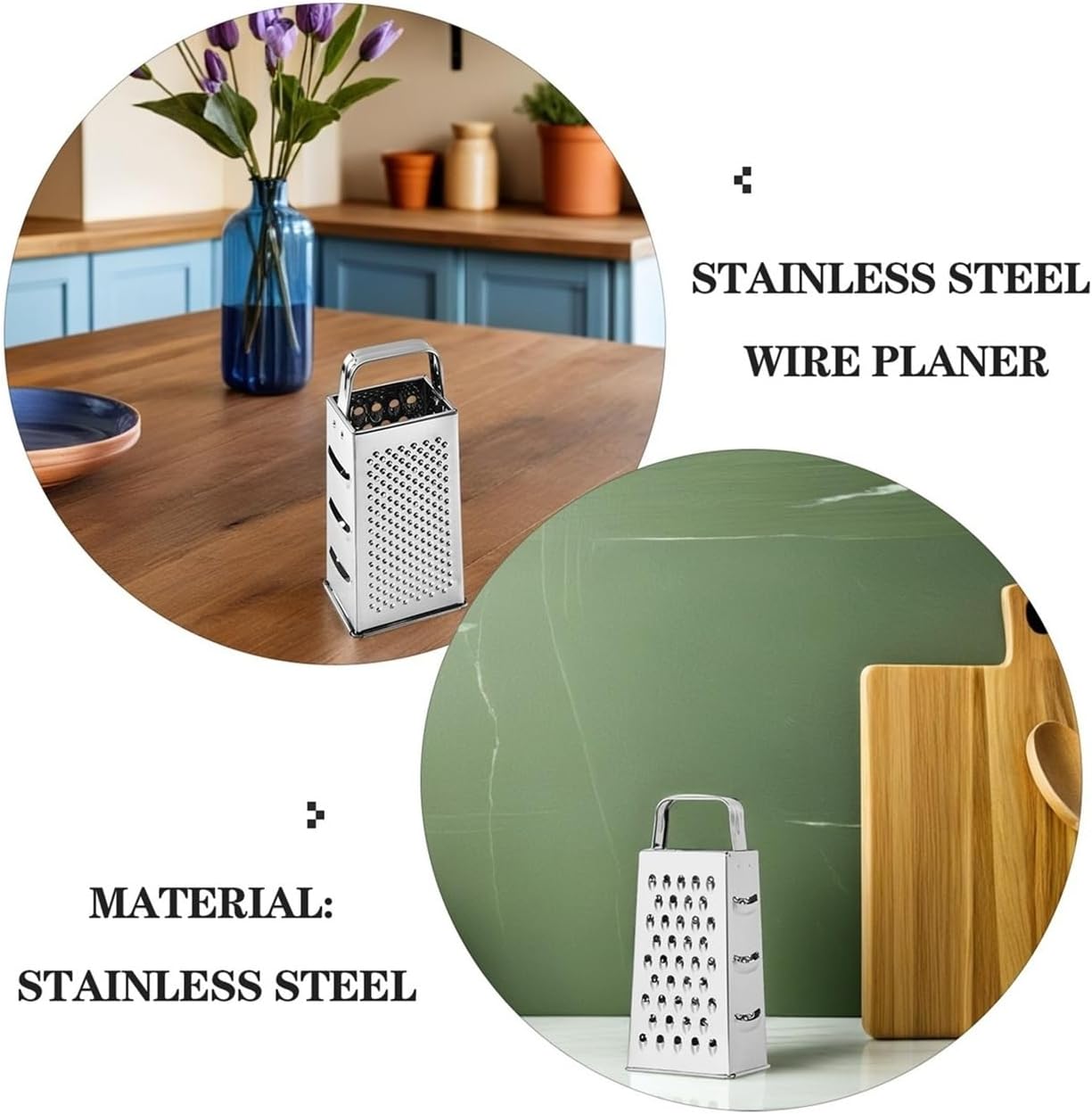 Stainless Steel Tower Style 4-Sided Grater Box for Cheese and Vegetables
