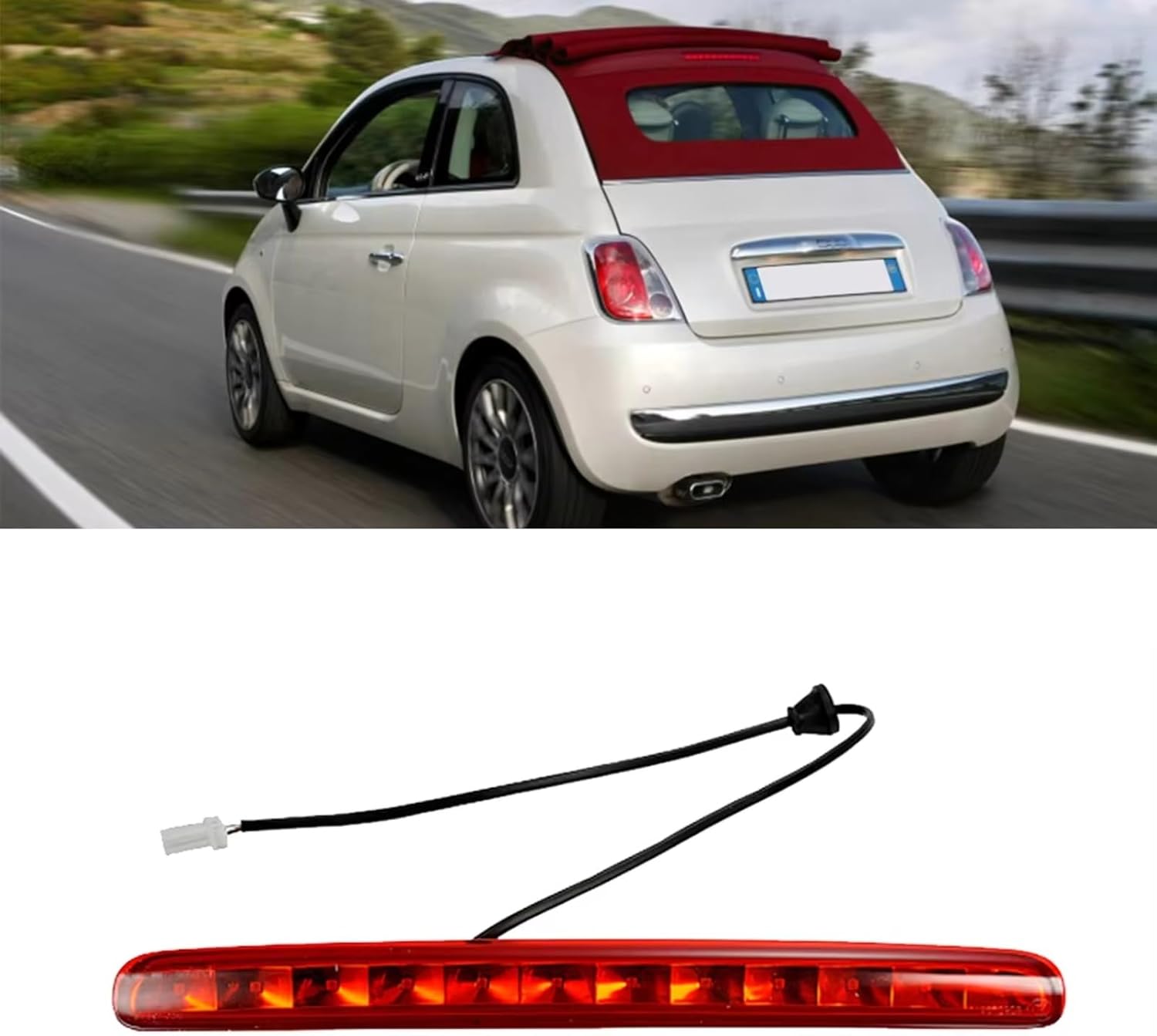 Rear Brake Lights For Fiat 500 Convertible 2009 2010 2011 2012 2013 2014 2015 2016 2017 2018 OEM 77365246 Red Black Third Brake Light