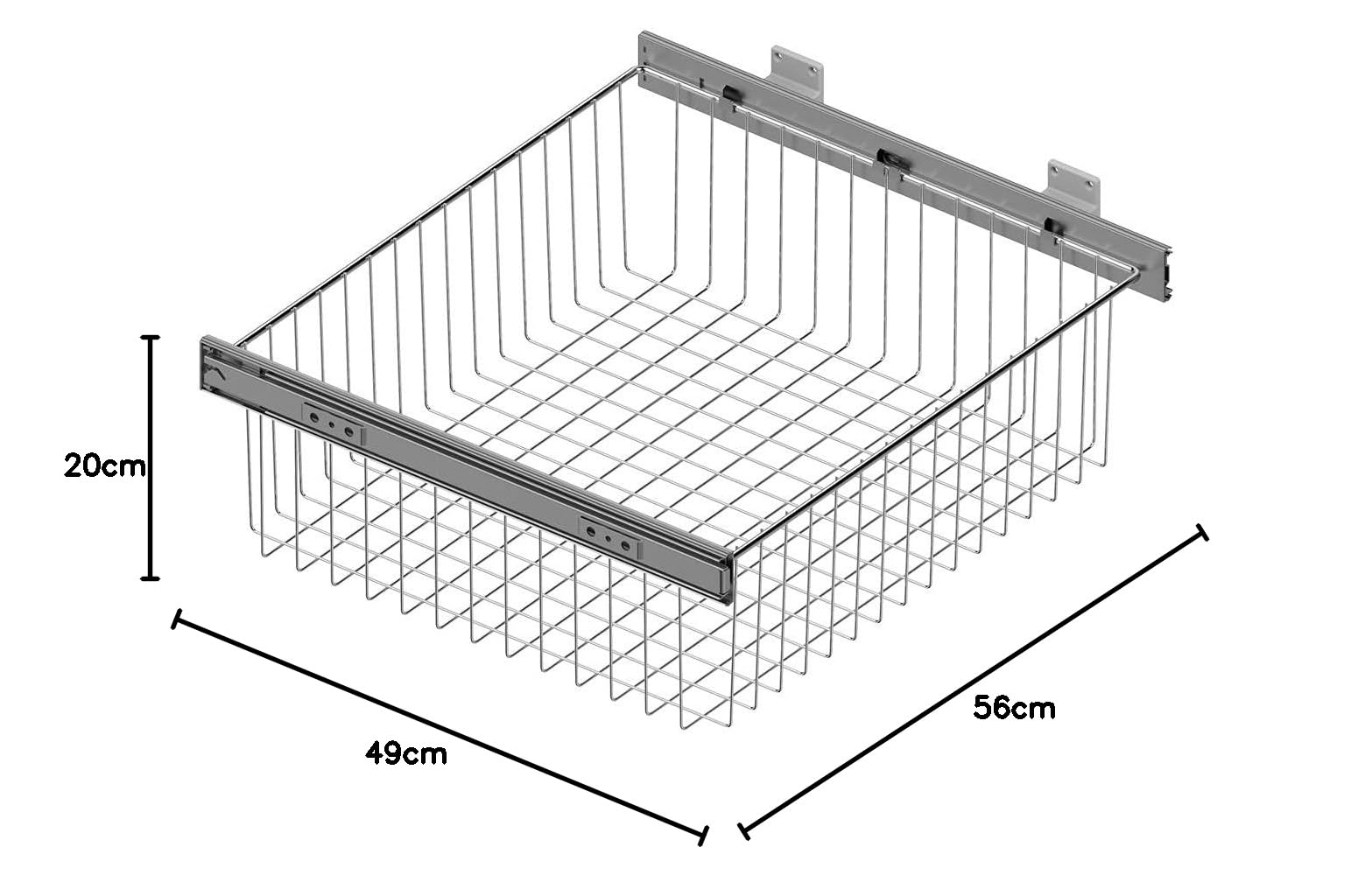 Cesto extraíble de rejilla metálica para mueble de cocina - Ancho 562-568 mm