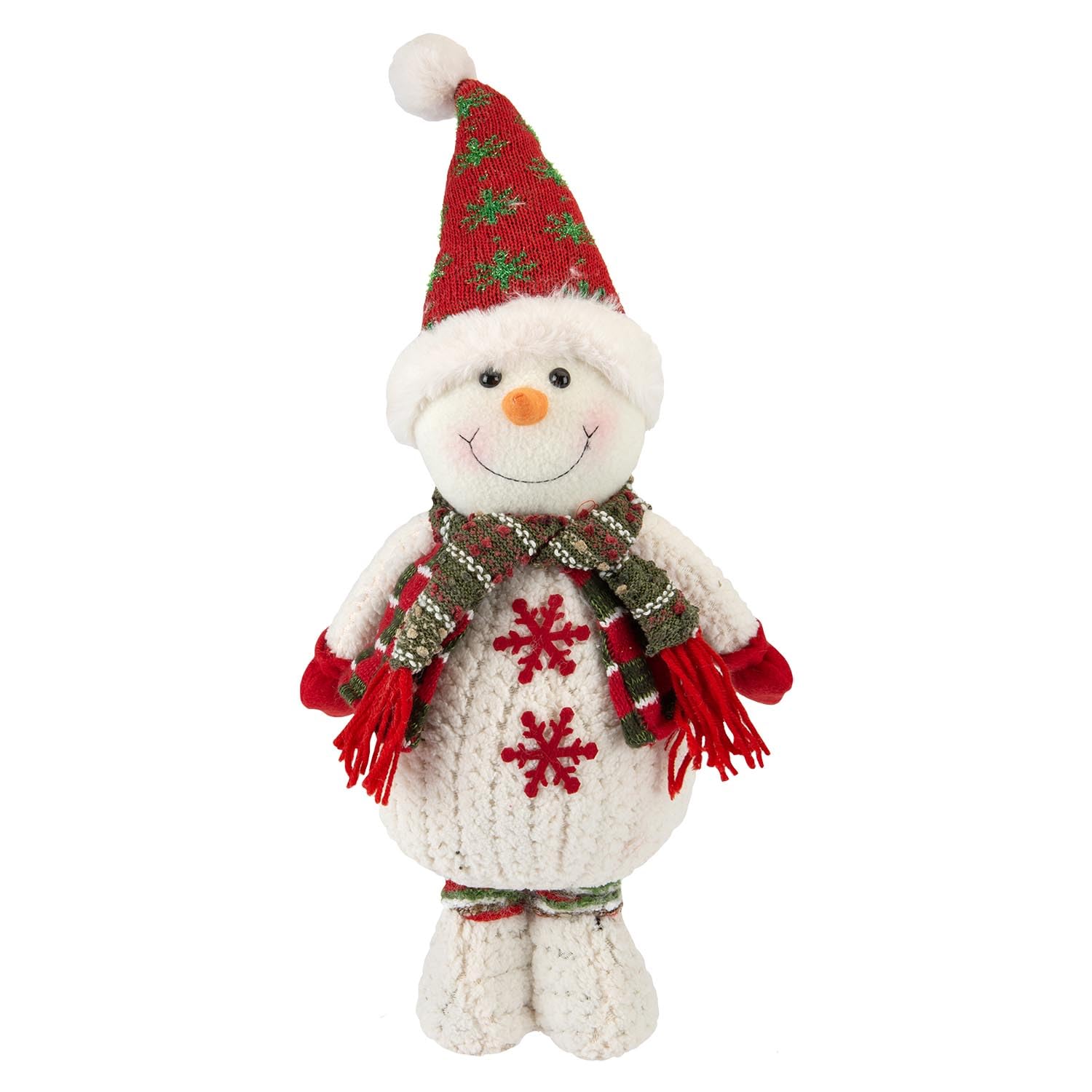 VFM e-Store - Christmas Standing Snowman Decoration Plush Festive Indoor Xmas Ornament - 41.5cm X 21.5cm White X 1