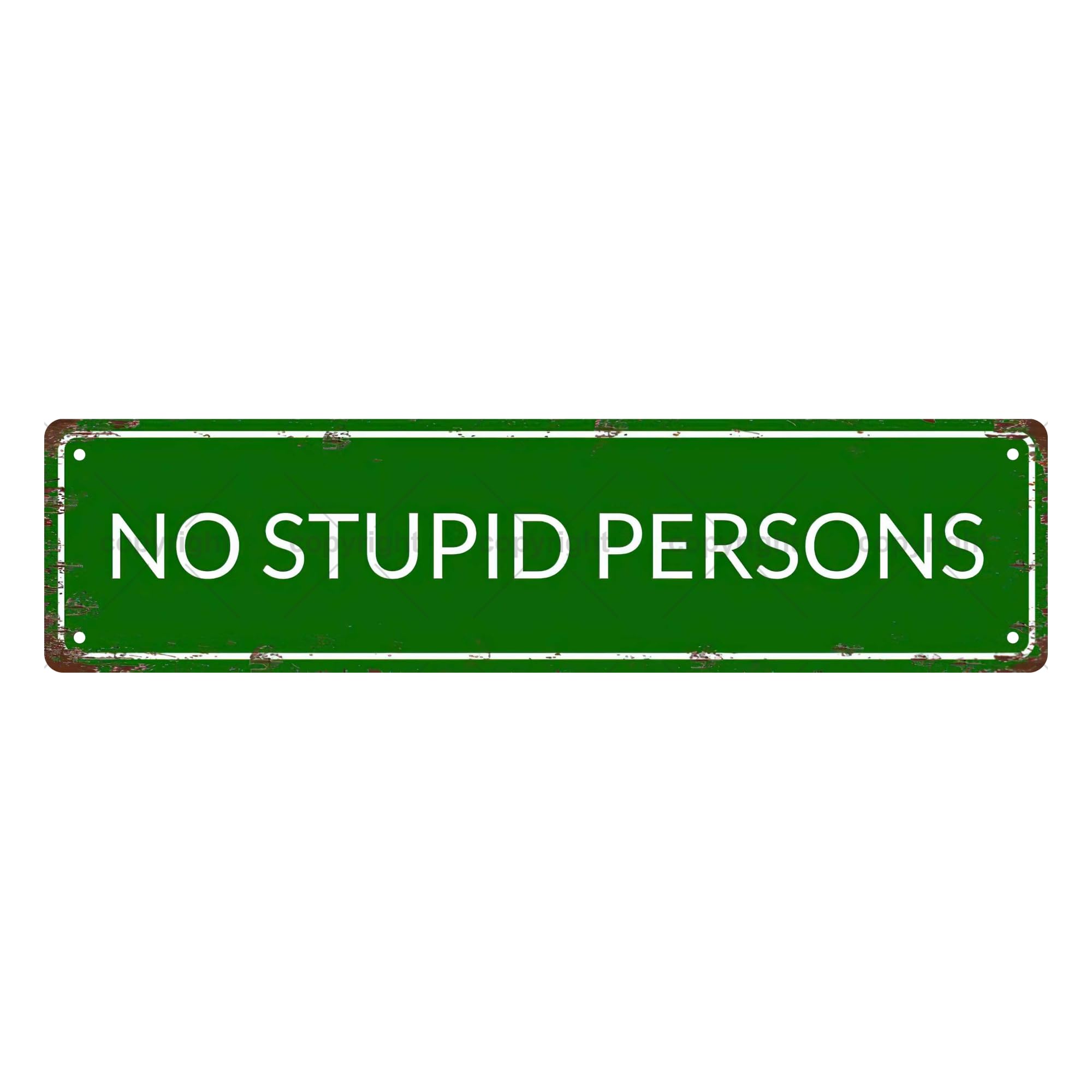 NO Stupid Persons Warning Vintage Metal Tin Sign,Street Sign,Home Decor,Room Decor,Wall Decor,Bathroom Decor,Bar Decor,Cafe Decor,Garage Decor,4x16 Inch