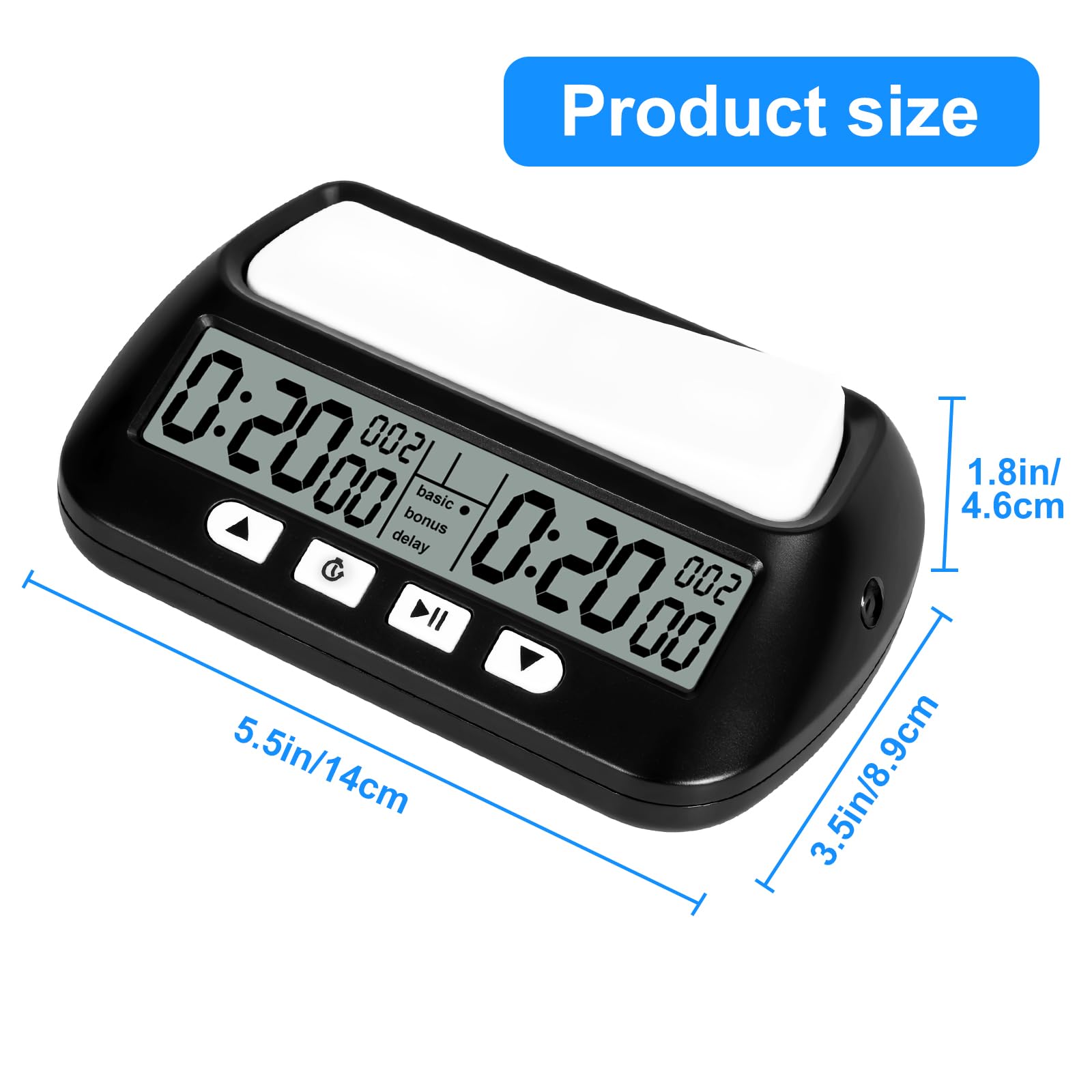 Horloge d'échecs Professionnelle​​,Minuteur d'échecs numérique Multifonction​​ – Compte à rebours/Bonus/délai,Commandes à 4 Boutons​​,​​Design compétition​​ pour Tournois et Jeux de société