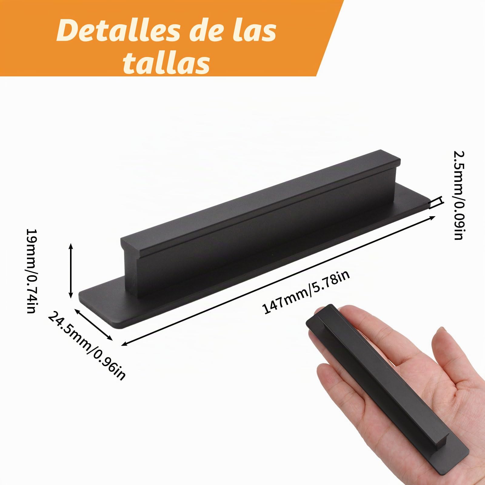 MOROBOR Manija adhesiva adhesiva, 2 piezas de 150 mm de aleación de aluminio para puerta corrediza para puerta de cristal, ventana, cajón, armario