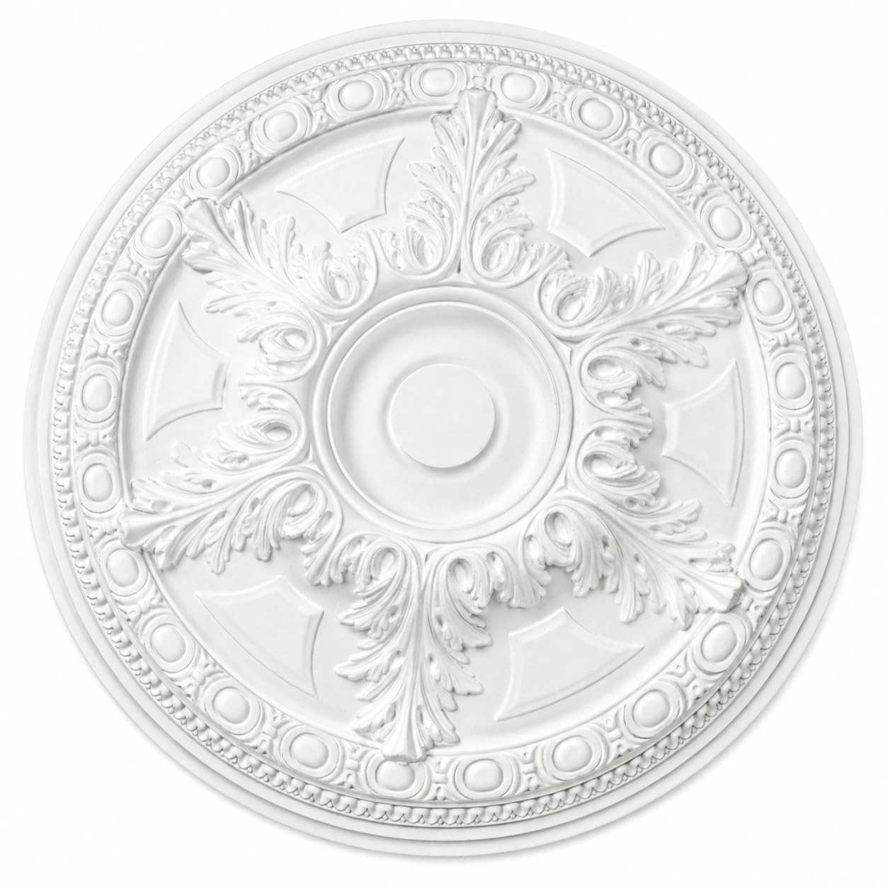 Ceiling Rose Premium 59cm Large – Floral Ceiling Medallion for Light Fittings & Chandeliers – Lightweight PU Decorative Ceiling Centrepiece – Smooth Painted *Plaster Effect* – Model K21