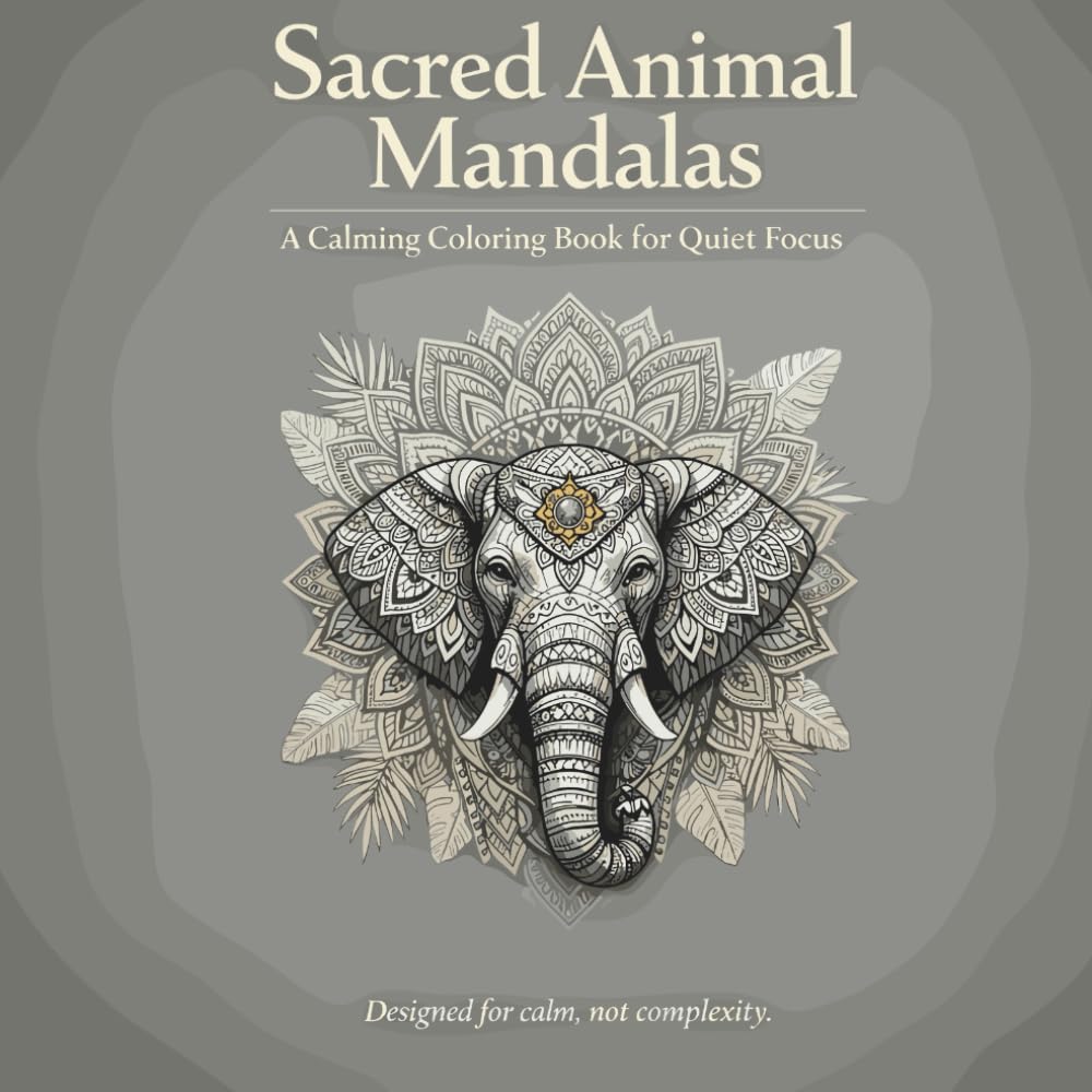 Sacred Animal Mandalas: A Calming Coloring Book for Quiet Focus, Relaxing Animal Mandala Designs for Stress Relief, Mindfulness, and Peaceful Coloring ... Coloring Book for Quiet Focus for adult