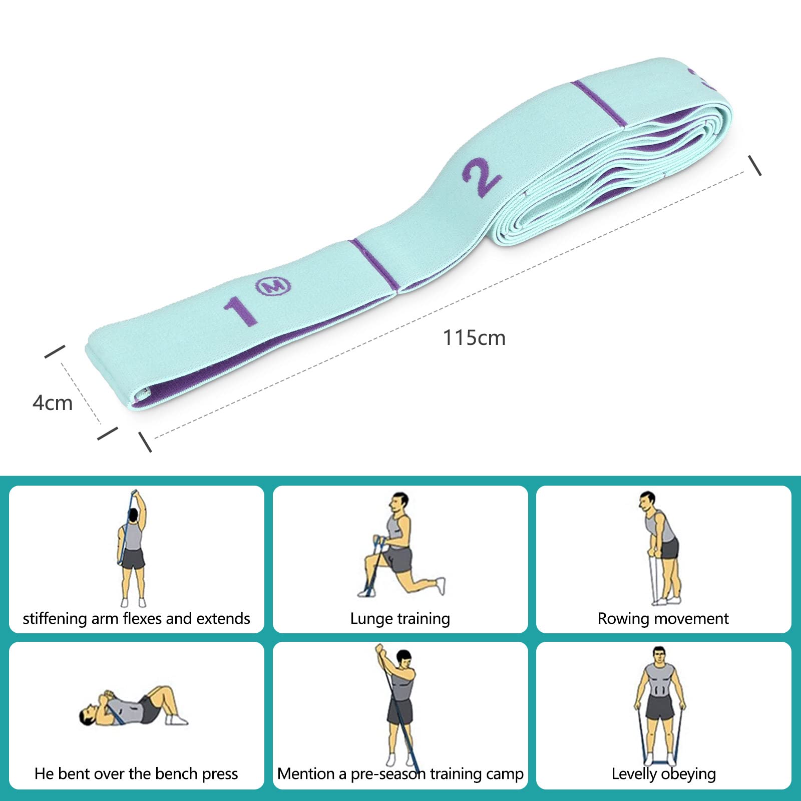 Elastico Fasce di Resistenza, Fitness Elastici e bande Yoga Stretching Band Ceinture Elastiche Cinghia Elastica