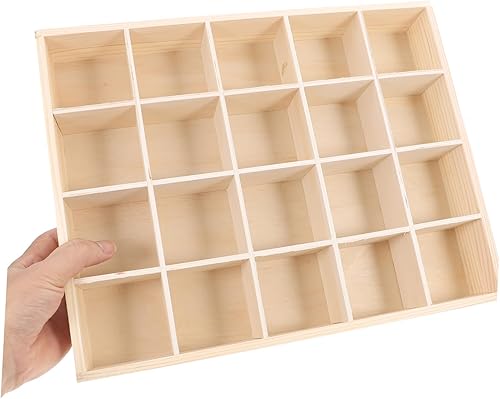 Miniatura 4 de Organizador de cajones de madera, caja de almacenamiento de 20 rejillas para calcetines, llaves, bragas, armario, gabinete, organizador de ropa