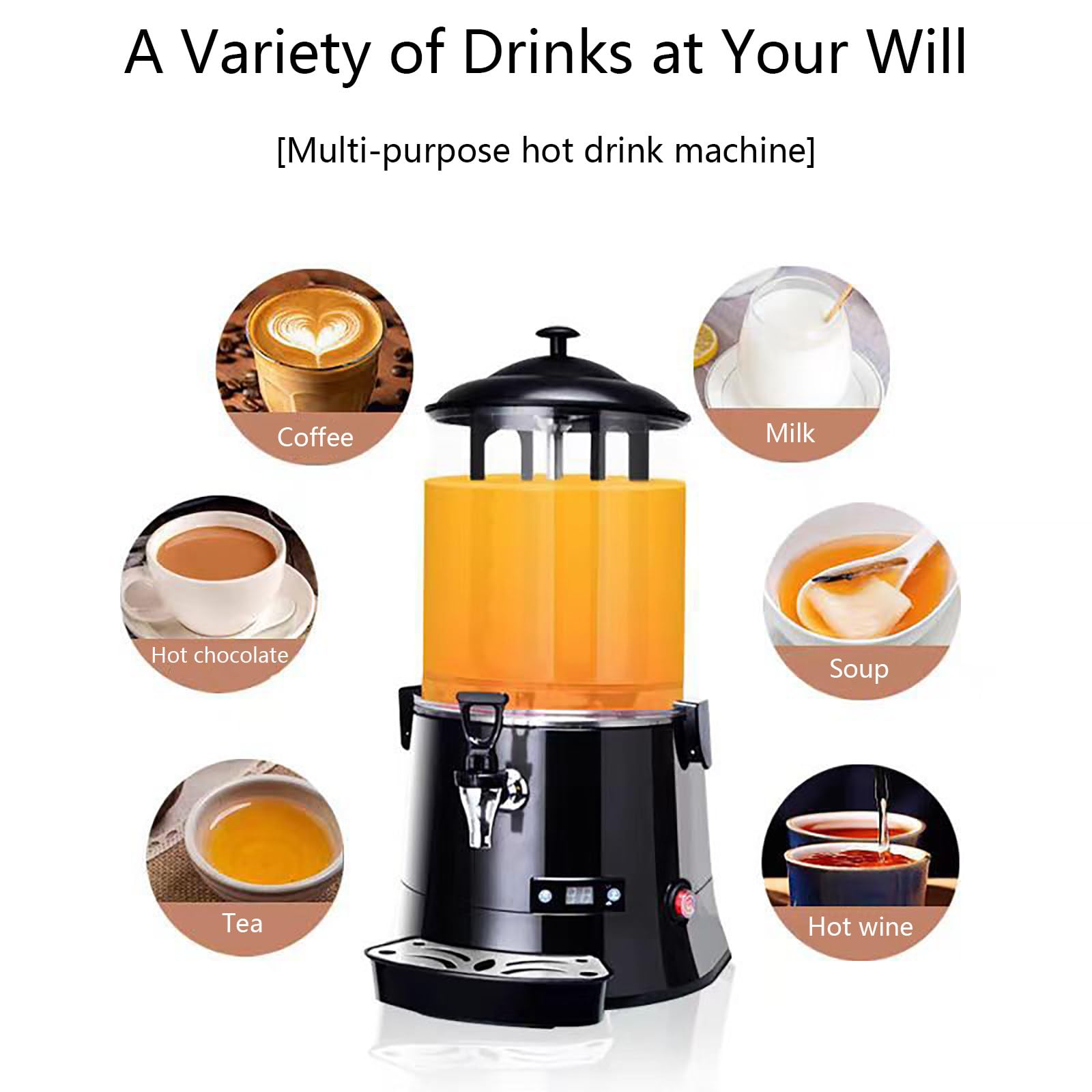 Machine à Fondre Le Chocolat Chaud Commercial de 10 L, Machine à Chocolat Chaud avec Température Réglable, Machine à Chauffer et à Mélanger Le Chocolat avec Robinet