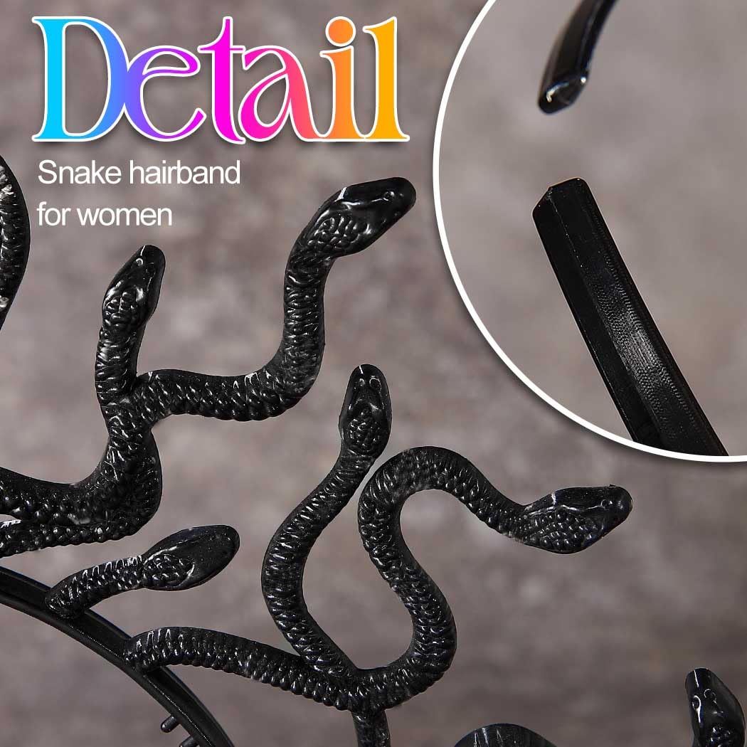 Fashband Medusa Snake Headband Greek Goddess Headbands Halloween Hair Accessories for Women (Black, One Size) - Image 4