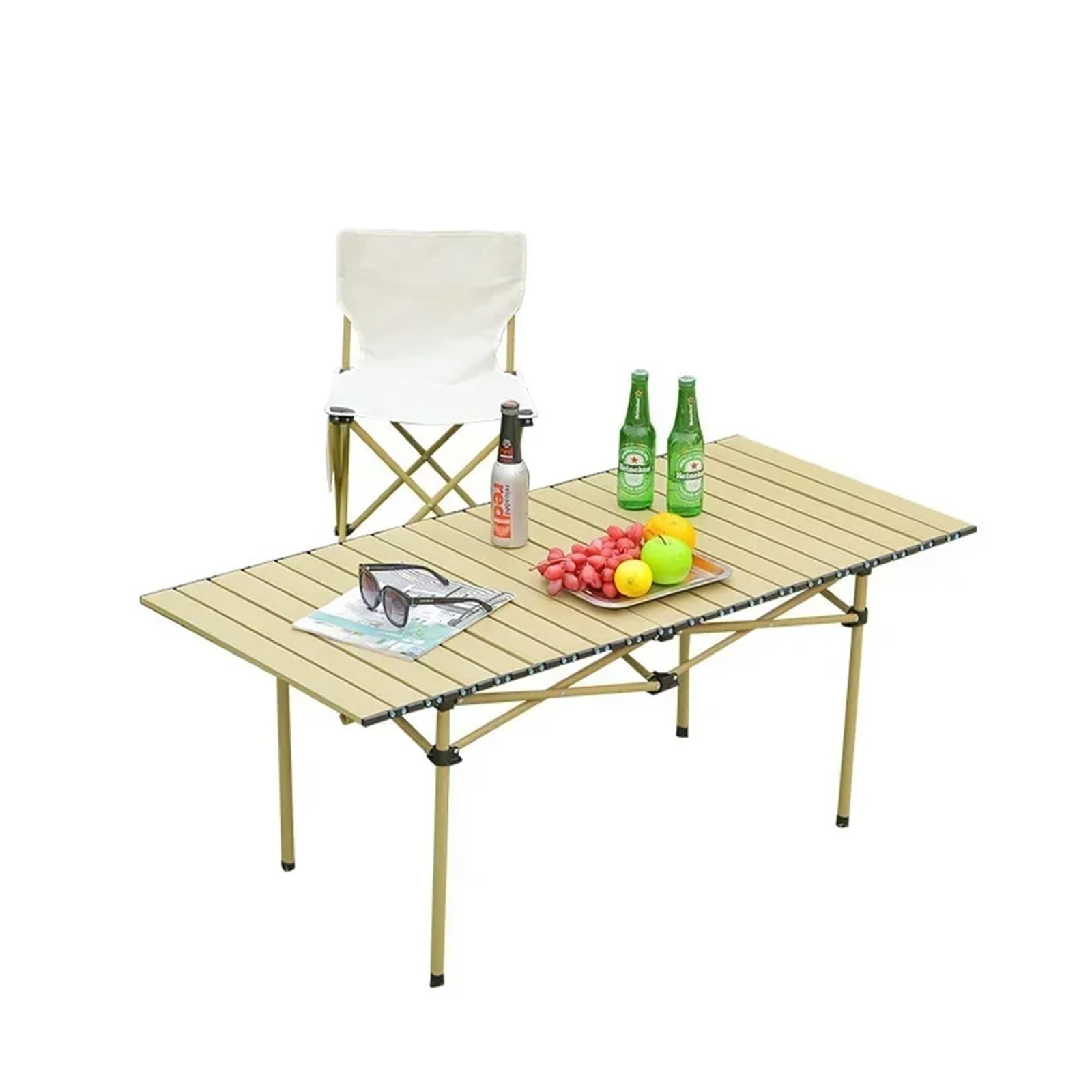 Tavolo pieghevole, set di sedie, involtino primavera portatile, pasto integrato per picnic, campeggio(Black50 53 50)