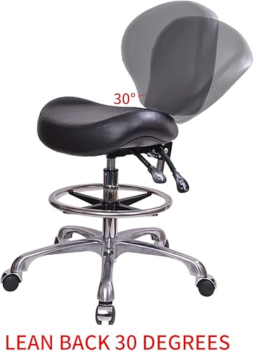 Miniatura 6 de Height Adjustable Rolling Stools Drafting Chair with Backrest & Foot Rest,Work from Home,Studio,Dental,Office for Desk,Salon,Art Studio,