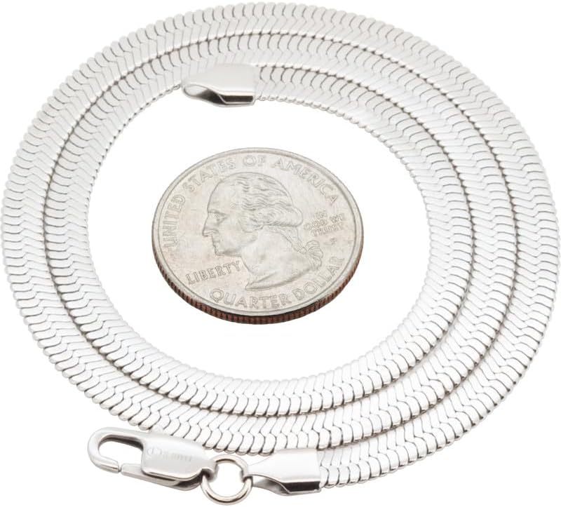 generic 316L Stainless Steel 18K White/Yellow Gold Finish 5-6MM Herringbone Chain Necklace For Women & Men 16″-24″