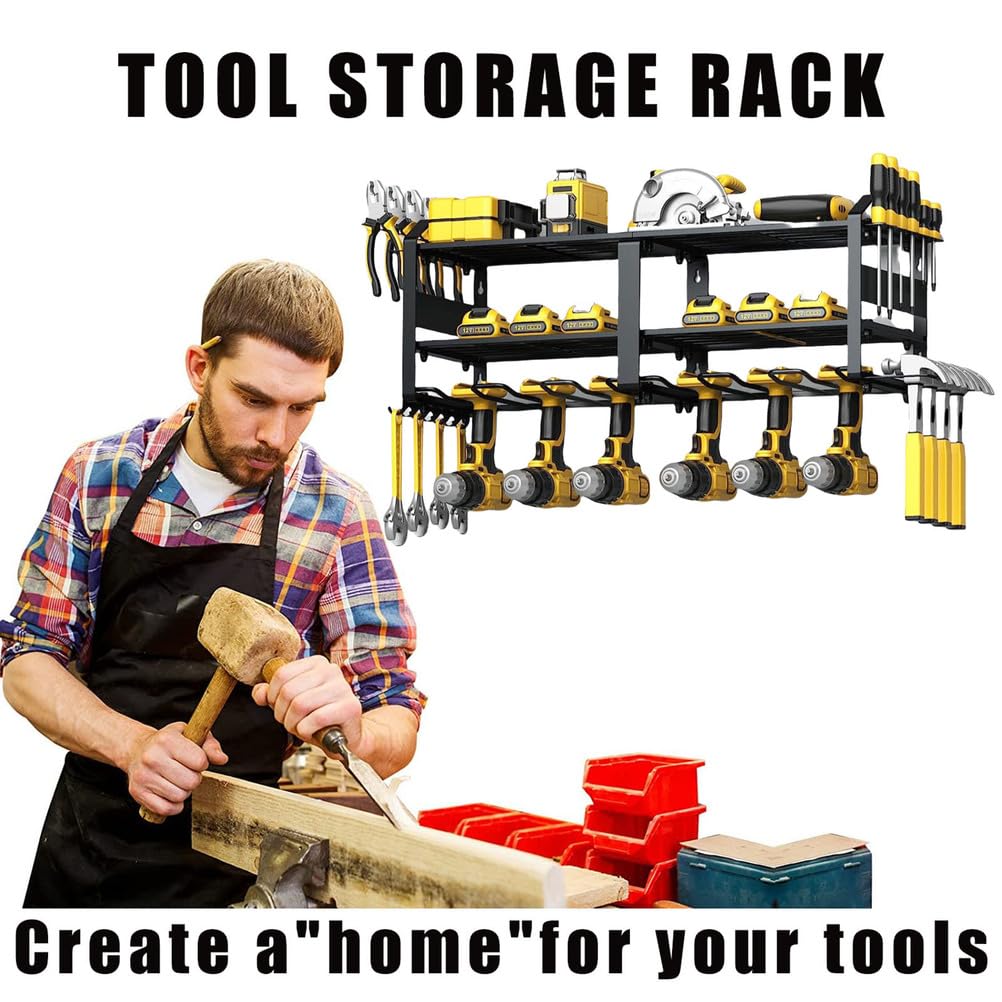 Garage Tool Manager Staffa a Parete, Gancio per Attrezzi da Giardino per Attrezzatura da Sci, Sedia, Scopa, Mop, Rake Garden Tool,80×20×24cm