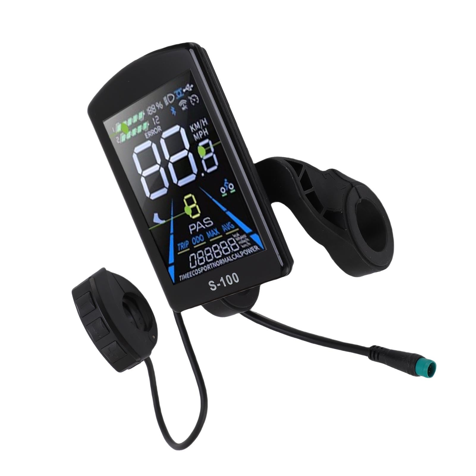 Display LCD per Bici Elettrica, Materiale ABS, Schermo a Colori con Cavo Antipioggia a 5 Nuclei, Adatto per Manubrio da 22,2 Mm per Pendolarismo su Scooter Bici Elettrica