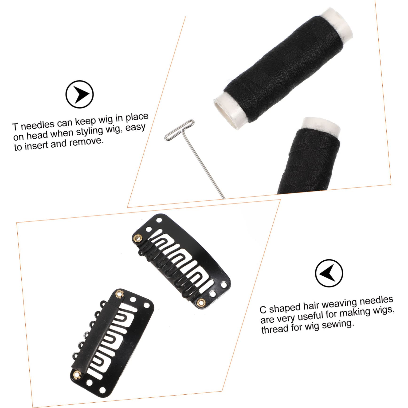 minkissy 3sets Clip Per Parrucche e Needles t Per Cucire Di Accessori Per Estensioni e Parrucche Facili Da Usare