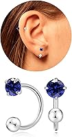 Vista 17 de Tiny 3mm Natural Birthstone Earrings for Women Teen Girls Small Huggie Half Hoop Earrings Tiny Cartilage Hypoallergenic Stud Screw Earrings