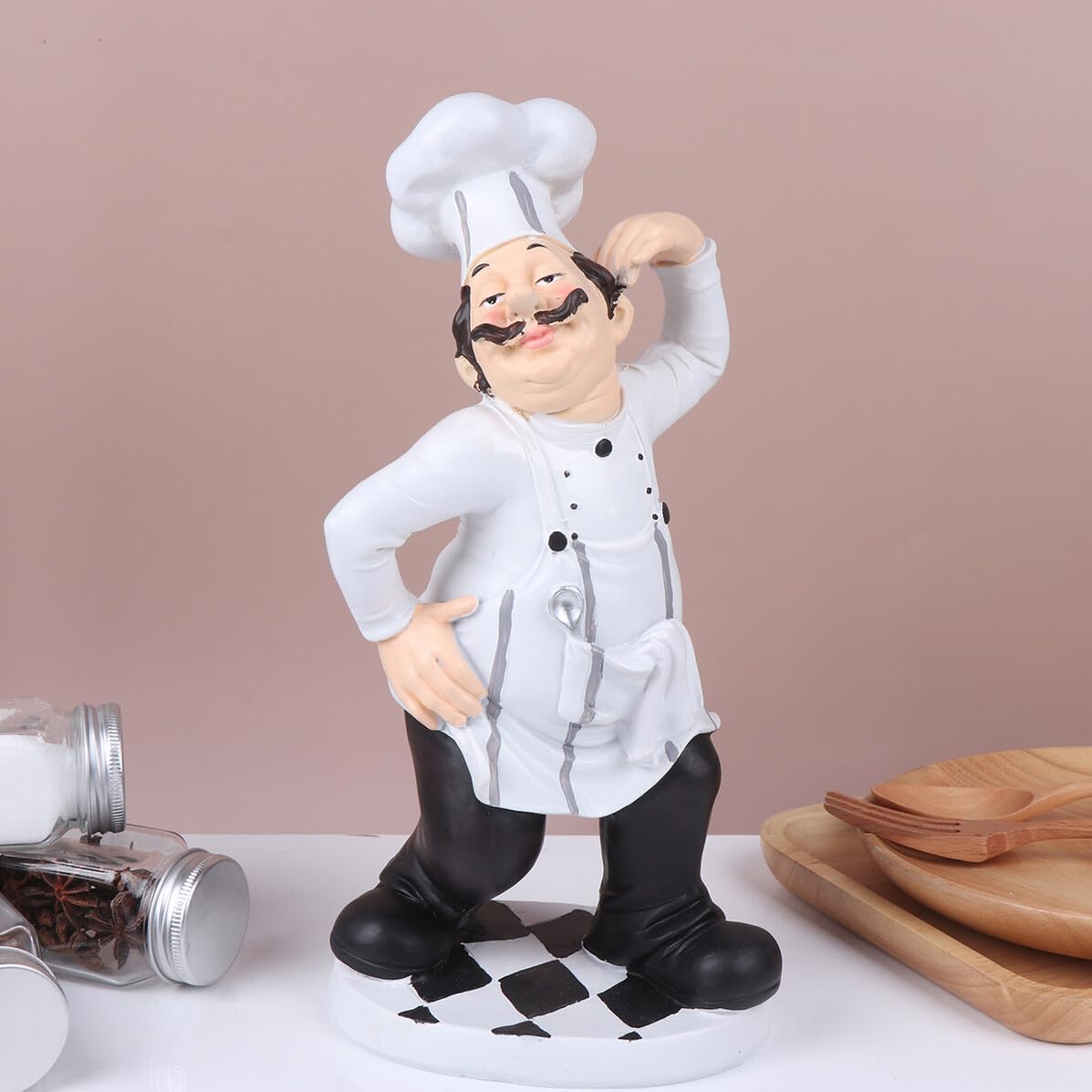 VANZACK Statua Chef in Resina Design Classico Decorazione Cucina Tavolo Casa Ristorante