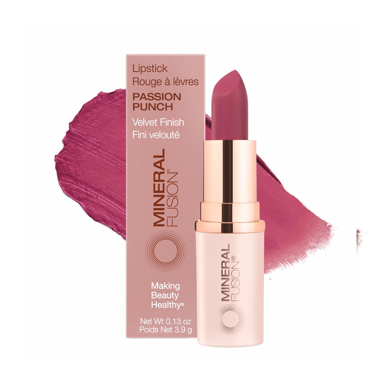 Mineral Fusion Long-Lasting Lipstick, Vivid & Smudge-Free Lip Color with Avocado Oil, Cocoa Seed Butter, Free of FD&C Dye...