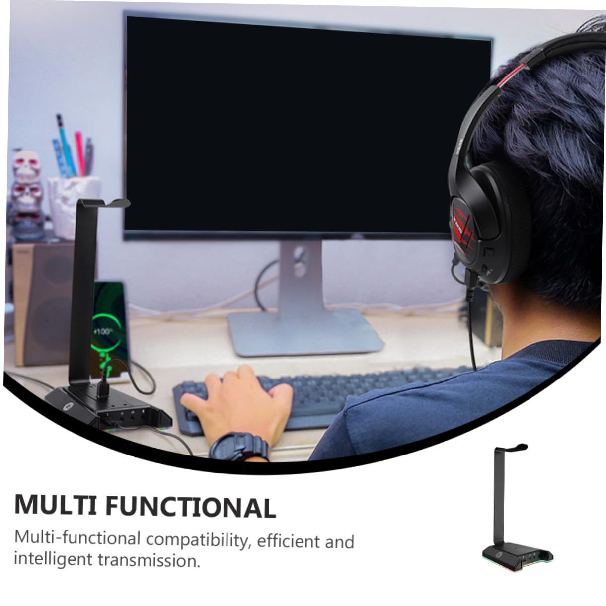 Cabilock Soporte Para Cascos Gaming Soporte Auriculares Organizador Mesa Compacto