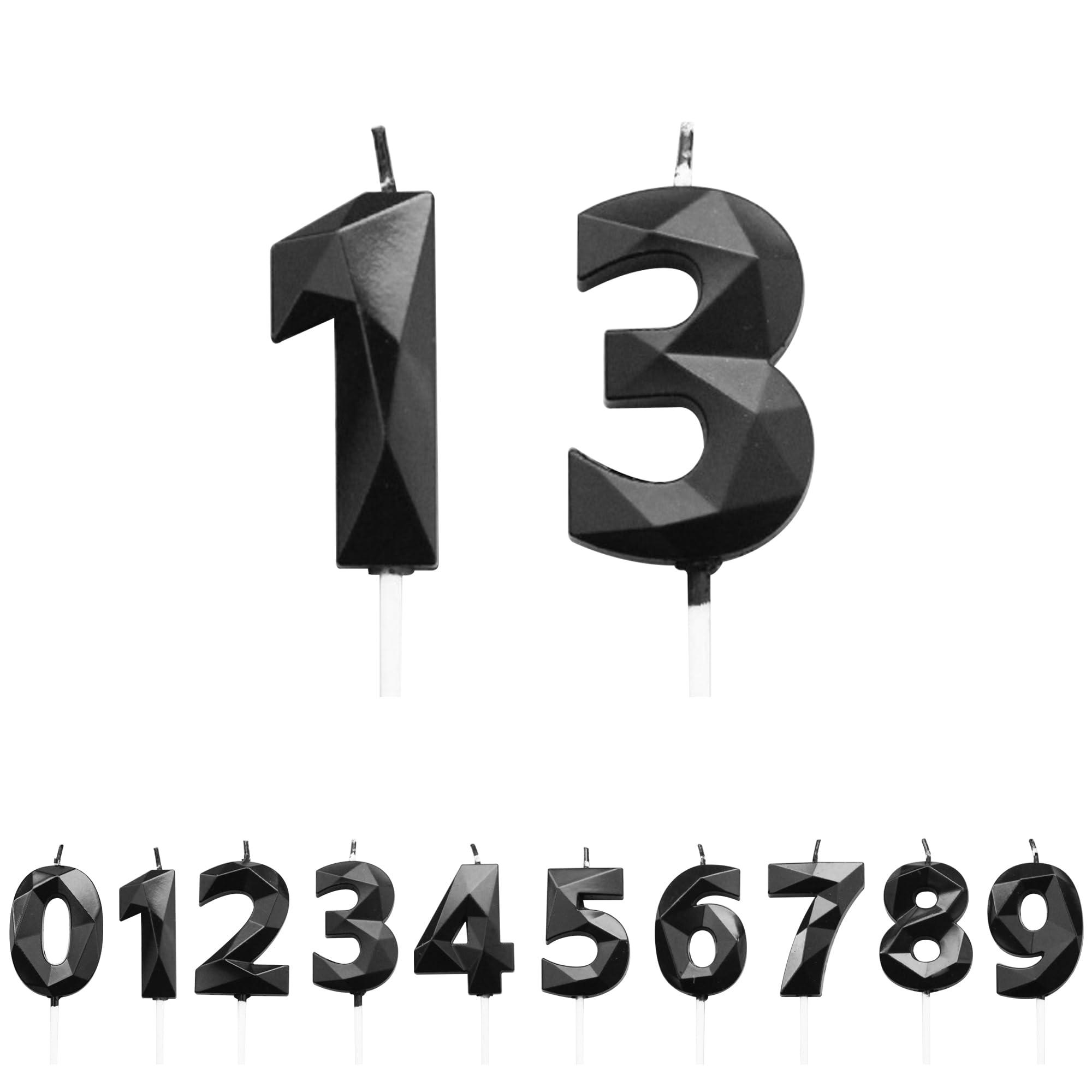 Fuzvol Black Birthday Cake Candles, Number 13 Candle,Cake Topper Decorations