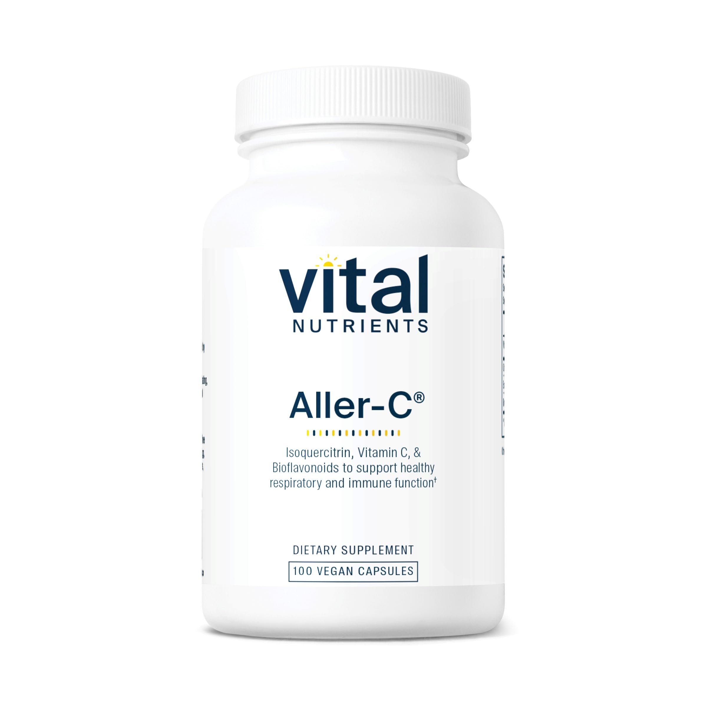 Vital Nutrients Aller-C | Vegan Respiratory and Sinus Function Support*| Isoquercitrin, Bromelain, Bioflavonoids, & Vitamin C | Gluten, Dairy, Soy Free Supplement | 100 Capsules
