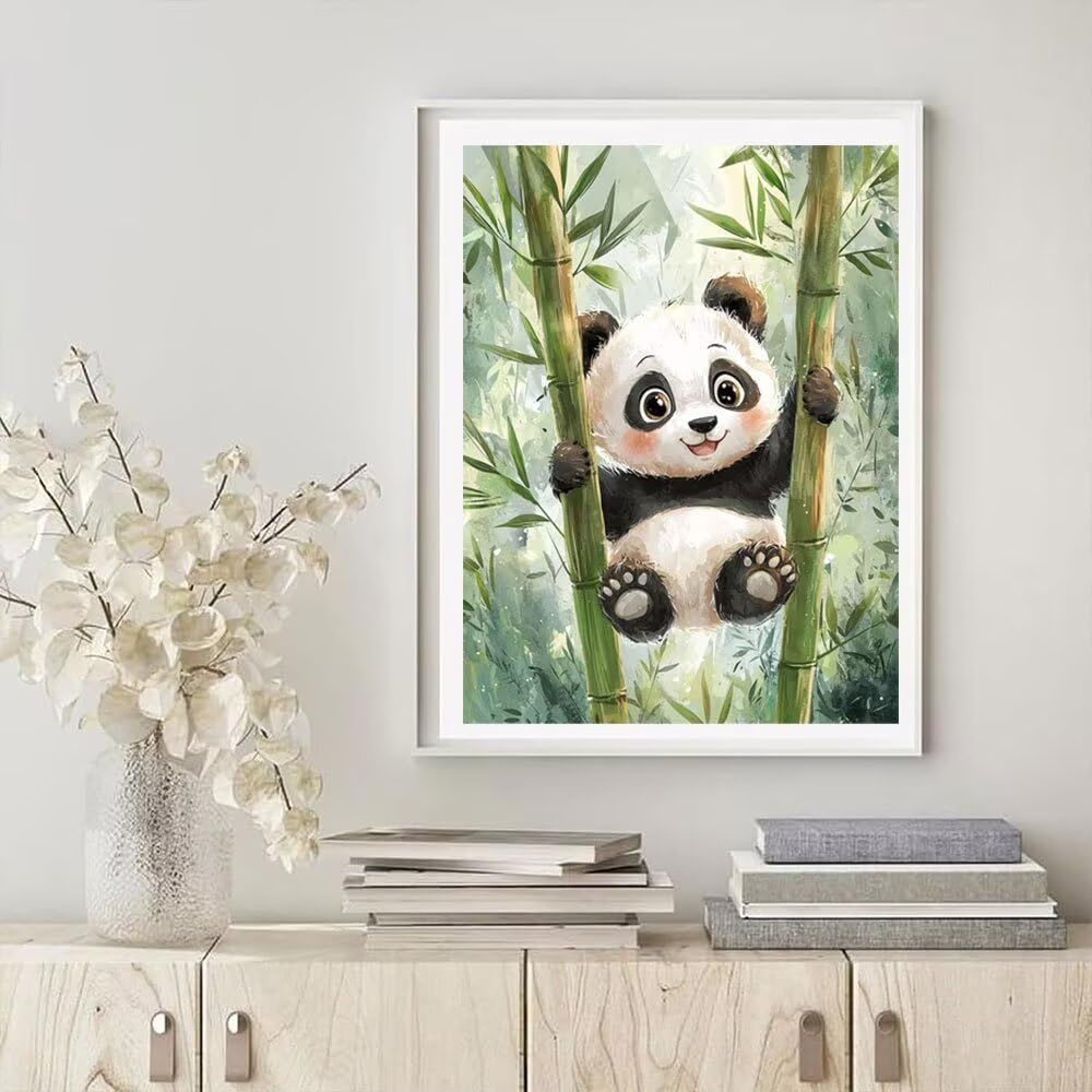 WO3W-480 zestaw do malowania diamentami 5D, zielona panda, obraz dla początkujących dzieci, "zrób to sam", haft krzyżykowy, do dekoracji domu, na ścianę, prezent dla kobiet, 80 x 110 cm
