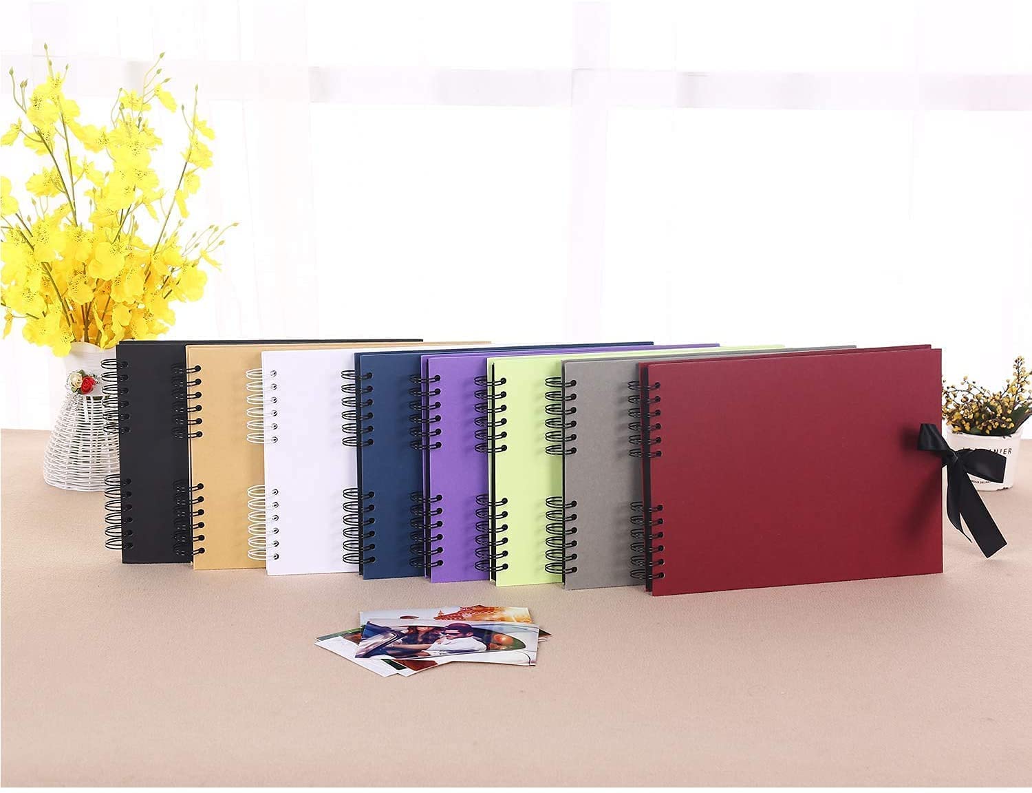 Vienrose Álbum de Fotos Scrapbook 10x15 cm Álbum de Recortes para Pegar y Escribir 80 Negra Páginas Espiral DIY Regalos de Boda Aniversario Bebé Cumpleanos Familiares Navidad, 28,5x21cm, Negro — view 8