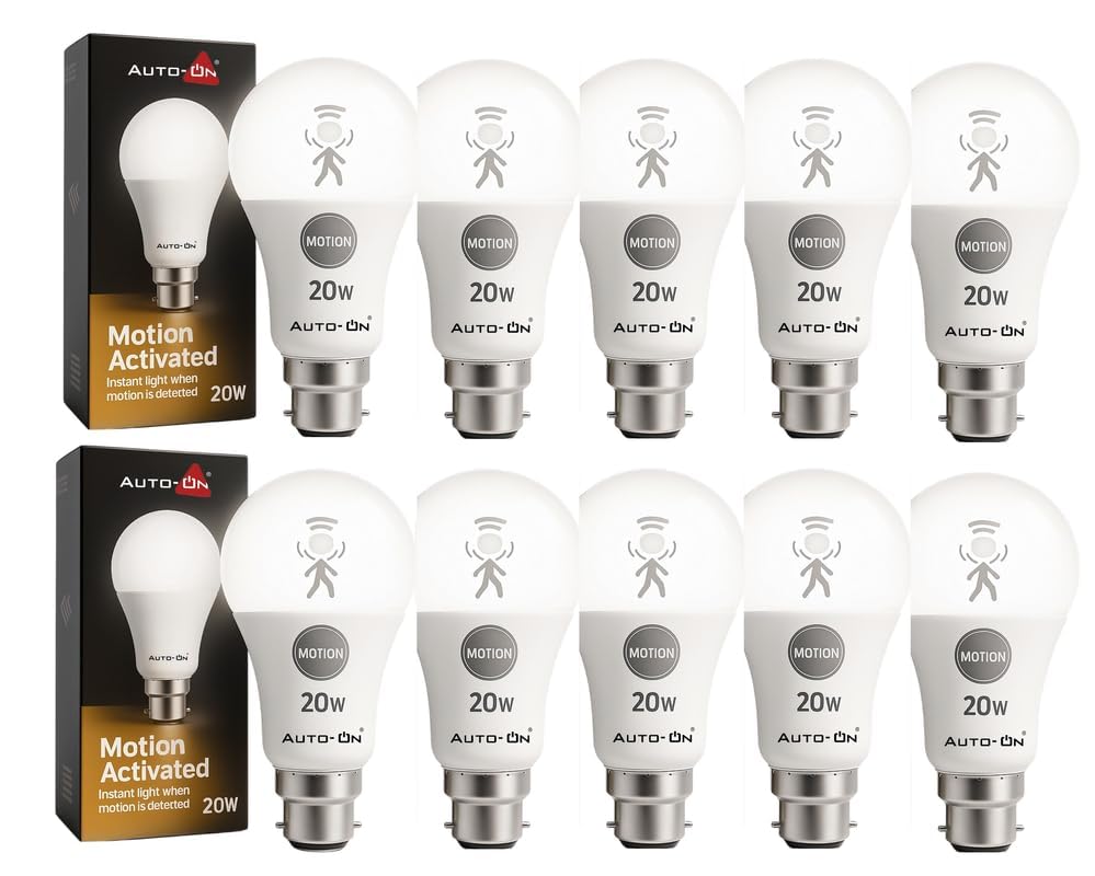 Image of Auto-ON Motion Sensor LED Bulb (20W) (Automatic ON /OFF) (Works both during Day /Night) (Only Motion Sensong) (One Year Warranty) - Warm White- Pack of 10