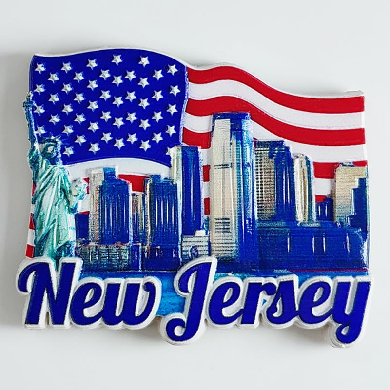 Imán decorativo para refrigerador New Jersey USA 3D miniatura 3