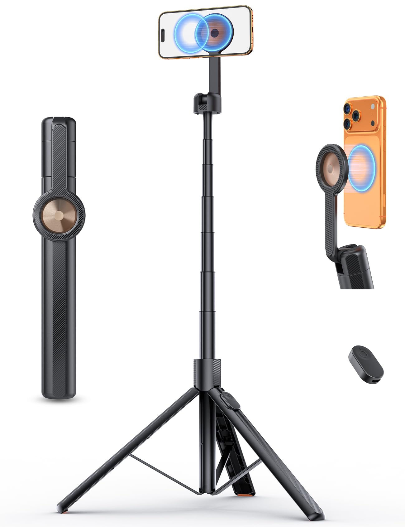ANXRE 180 cm Magnétique Trepied Smartphone,Perche a Selfie,Kits Photo Vidéo