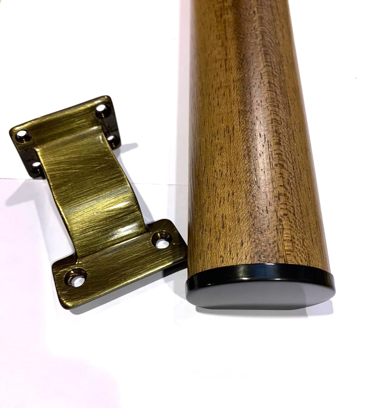 Kit corrimano art.91B Ayous tinta noce n° 1 da cm. 300 completo di 3 supporti e 2 finali ottone brunito. Made in Italy.