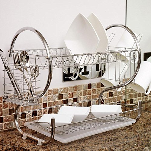 Escurridor de zinc para fregadero de cocina, cesta de lavado para el hogar, ahorro de espacio para vajilla y sils, accesorio de cocina