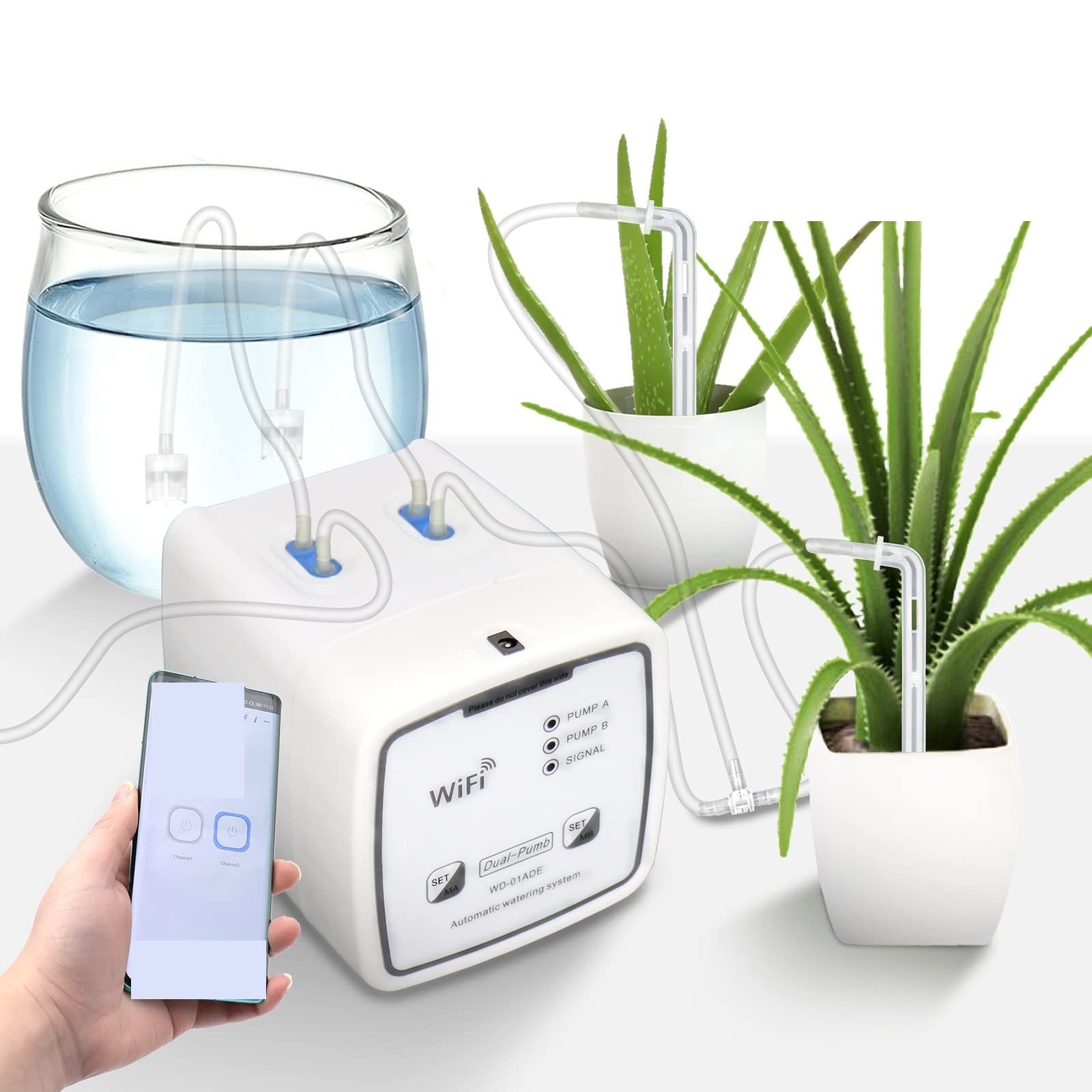 Zestawy do automatycznego nawadniania kropelkowego Podwójna pompa ogrodowa sterowanie Wi -Fi urządzenie podlewająca automatyczna wodę do nawadniania systemu nawadniania systemu nawadniania Wifi mobiln