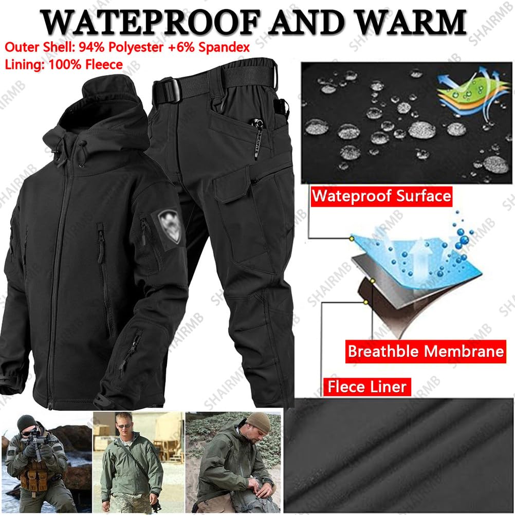Trajes Militares De CaparazóN Blando, Conjunto De Ropa De Caza con Camuflaje Militar, Conjuntos De Trajes De Combate Militares Impermeables, Chaqueta Y PantalóN TáCticos