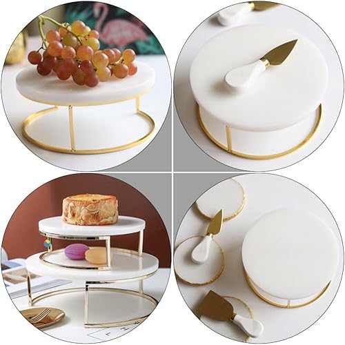 Miniatura 5 de Cabilock Bandeja de mármol para decoración de boda, dorada, redonda