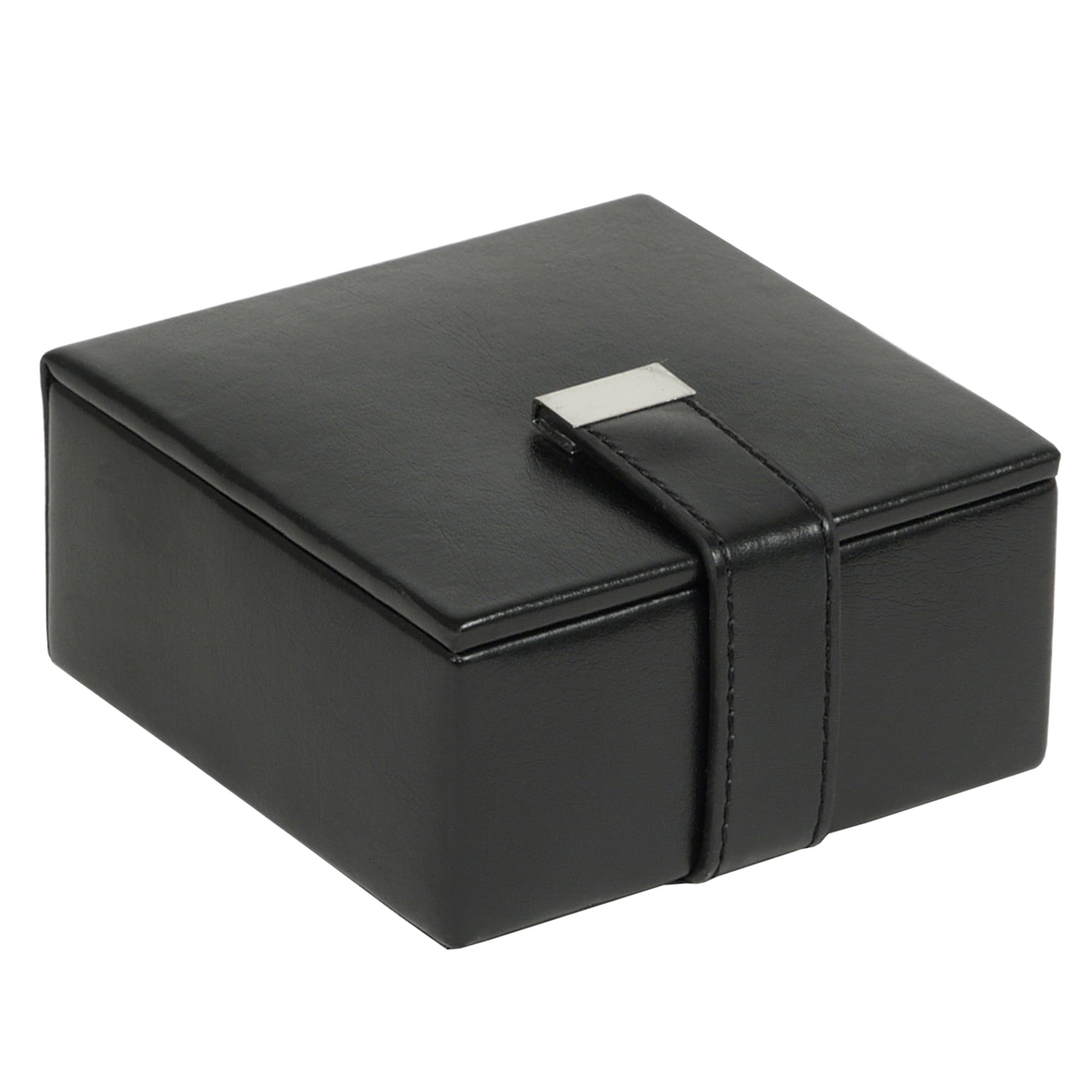 WOLF Heritage Cufflink Box - Faux Leather, Ultra-Suede Lining, Magnetic Closure