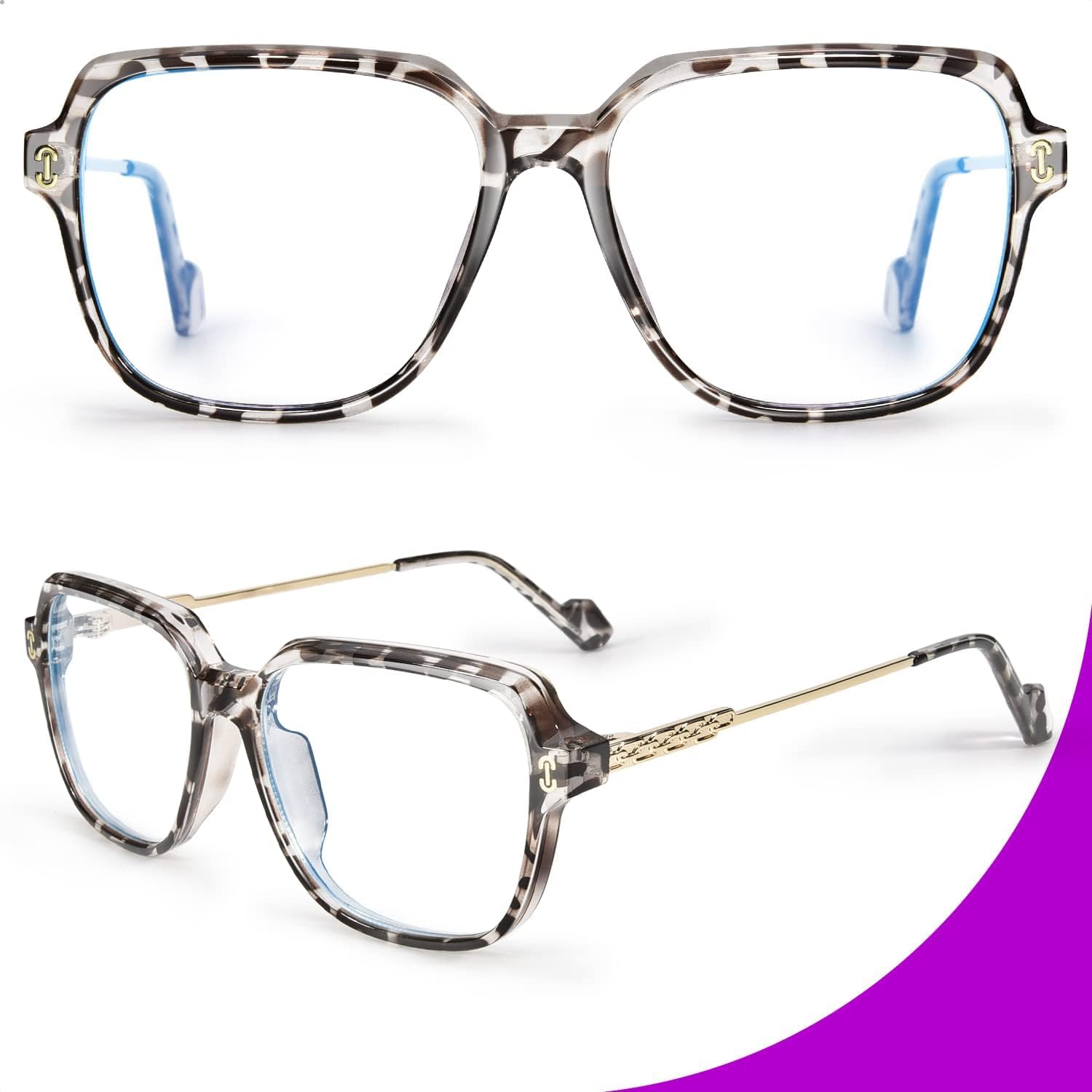 VISOONE Oversized Blue Light Blocking Glasses with Chic Square TR90 Frame and Metal Temple for Women Men REMY - Image 4
