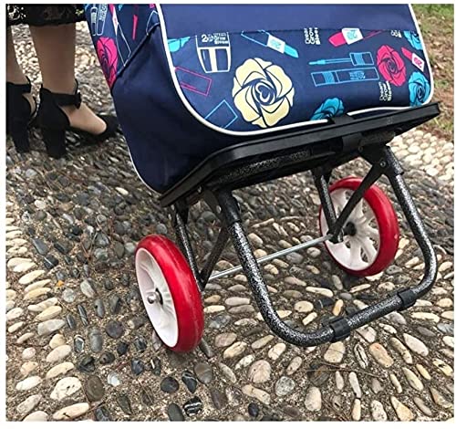 Einkaufswagen, leicht, zusammenklappbar, für Wäsche, Einkaufen, Lebensmittel, Mehrzweckwagen, Faltbarer Wagen, Ziehwagen mit Rädern, Einkaufswagen, zusammenklappbar, 2 R – Bild 4