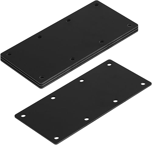 Miniatura 4 de 4 placas de soporte rectas planas de 9 de largo x 4 de ancho color negro, grosor de la junta de acero de 0.114in, soporte de esquina de reparación