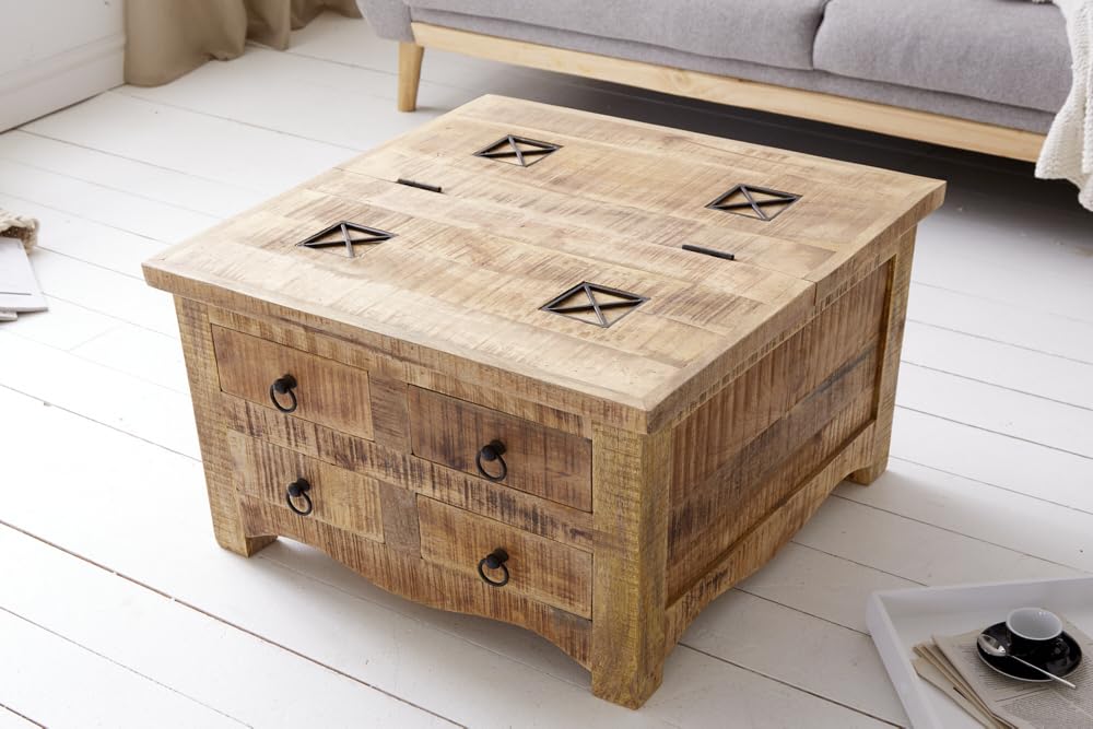 Couchtisch IRON CRAFT 70cm - natur - Holz - handgefertigt robust