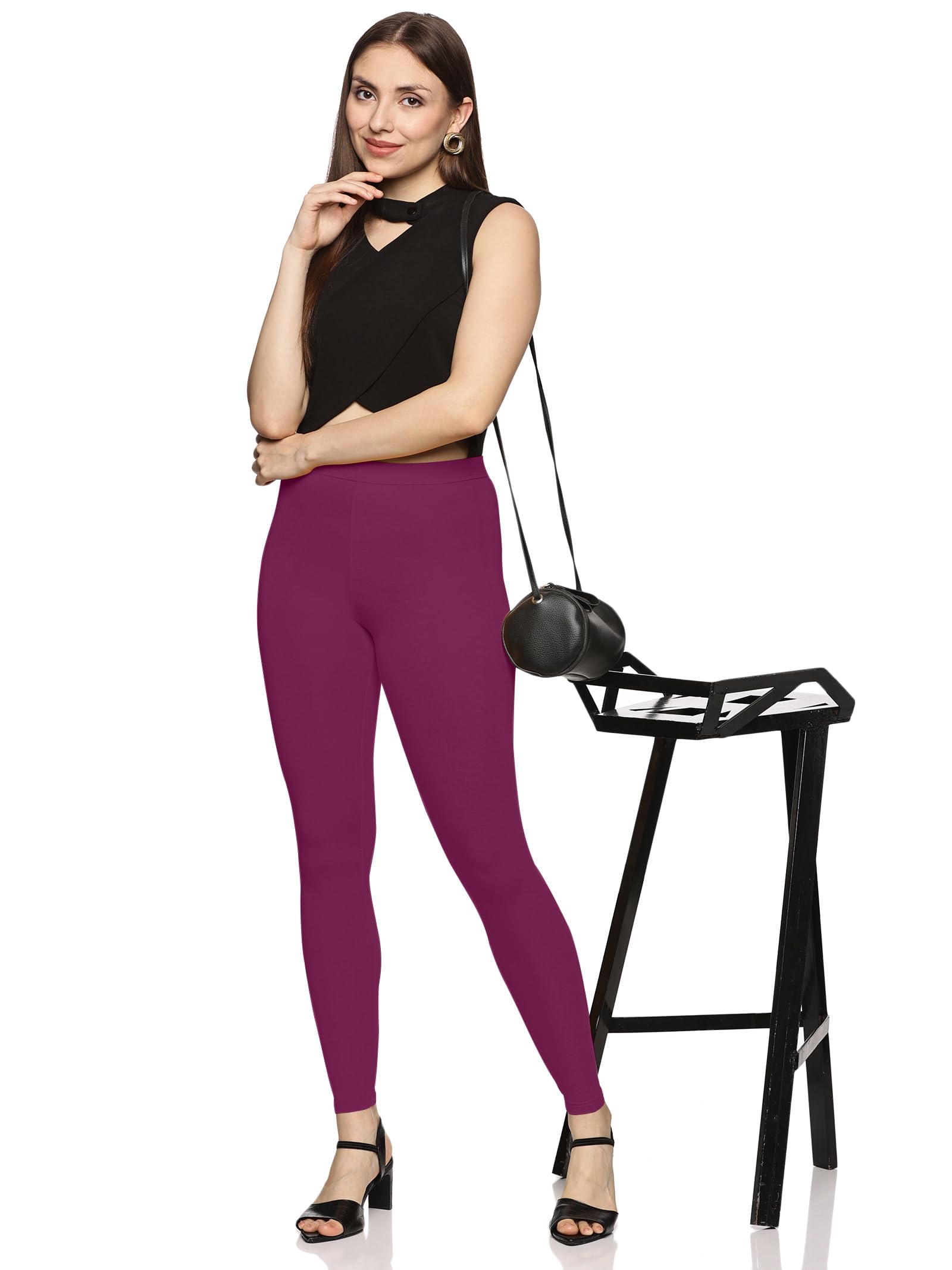 Mid Rise Slim Fit Ankle Length Leggings for Women-image-42