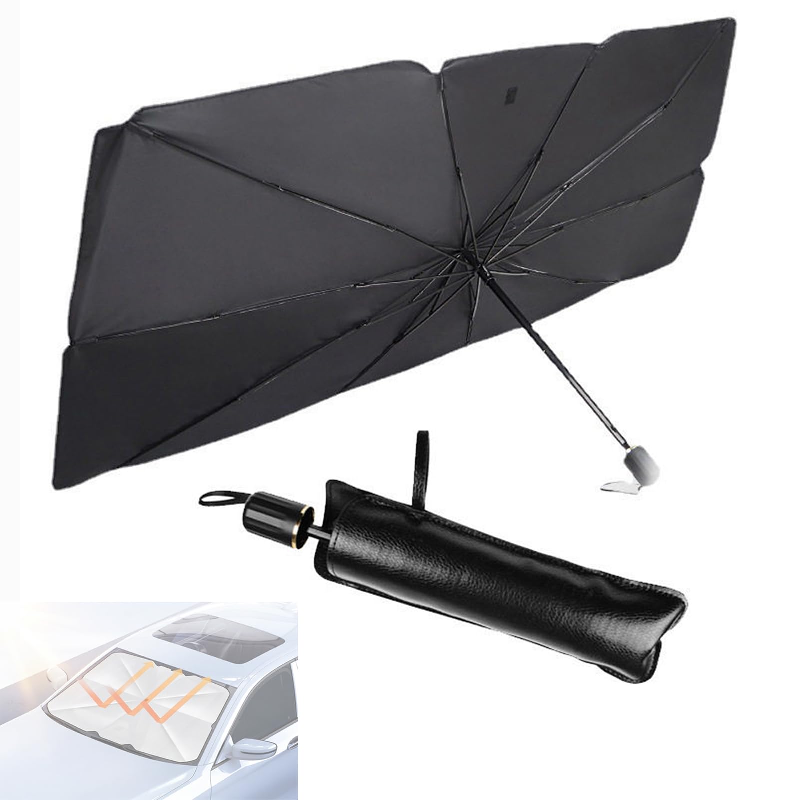 UPMJUA Car Windshield Sunshade Umbrella for Ferrari 296 GTB 488 GTB 812 GTS F12berlinetta California 458 Italia F430, Foldable Windscreen Sun Shade, Reflective Heat Blocker with UV Protection,L