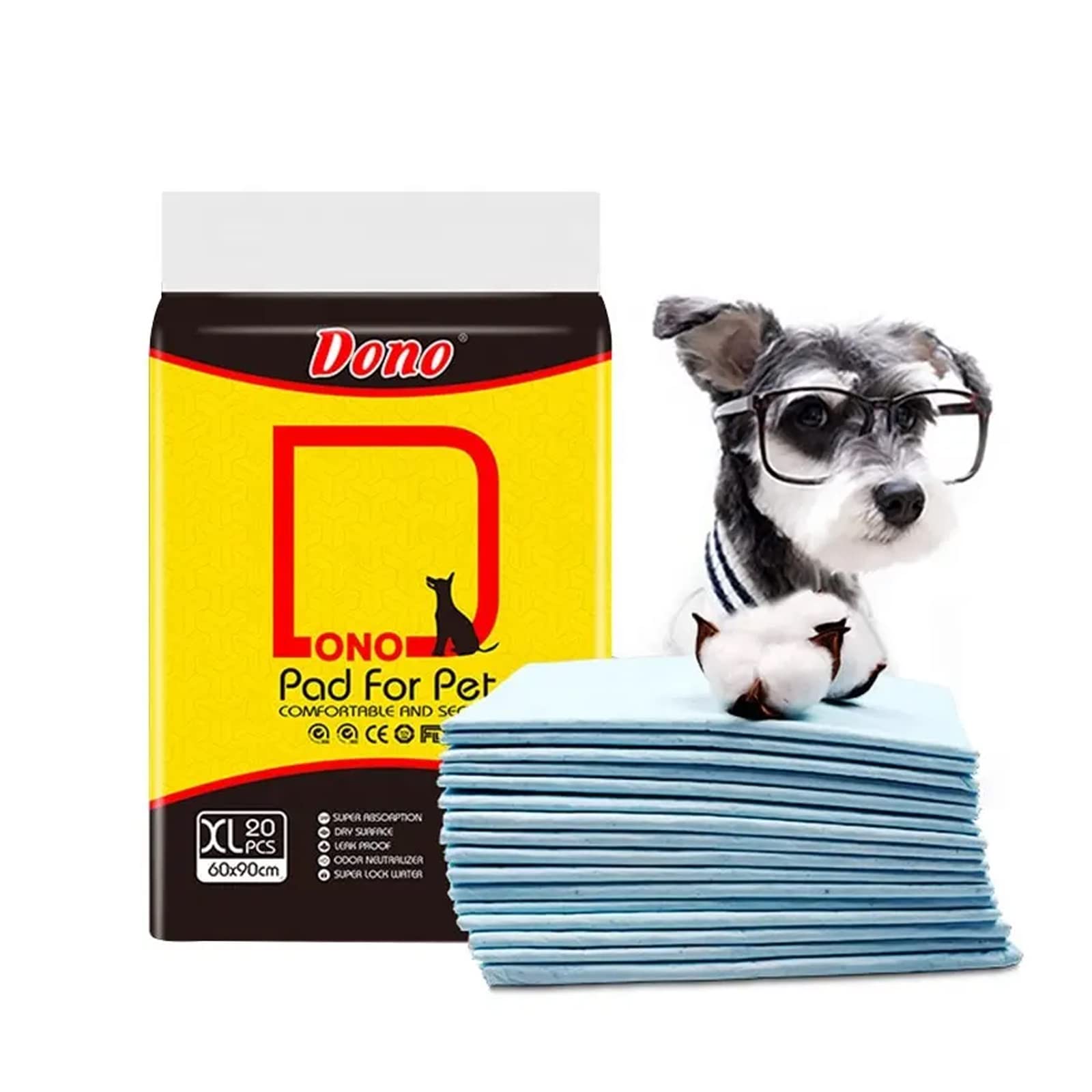 DONO Pet Training Carbon Puppy Pads Dog Pee Pads for Deodorizing Odor Elimination Pet Mats with Charcoal Polymer Technology Puppies House Train Piddle (X-Large)