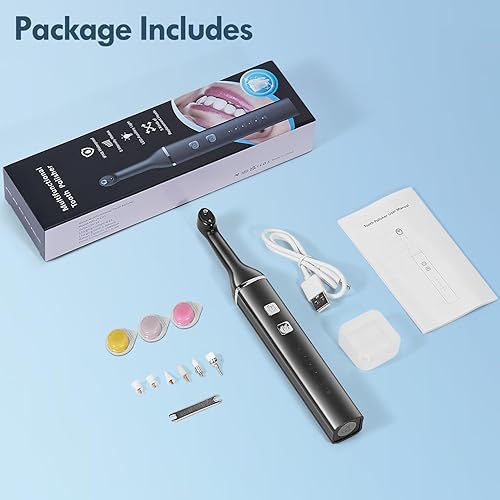 Miniatura 8 de Mitrldro Pulidor de dientes, pulidor dental con 5 cabezales de cepillo, 3 pasta de esmalte de dientes, luz LED, IPX6, 5 modos de velocidad, kit de