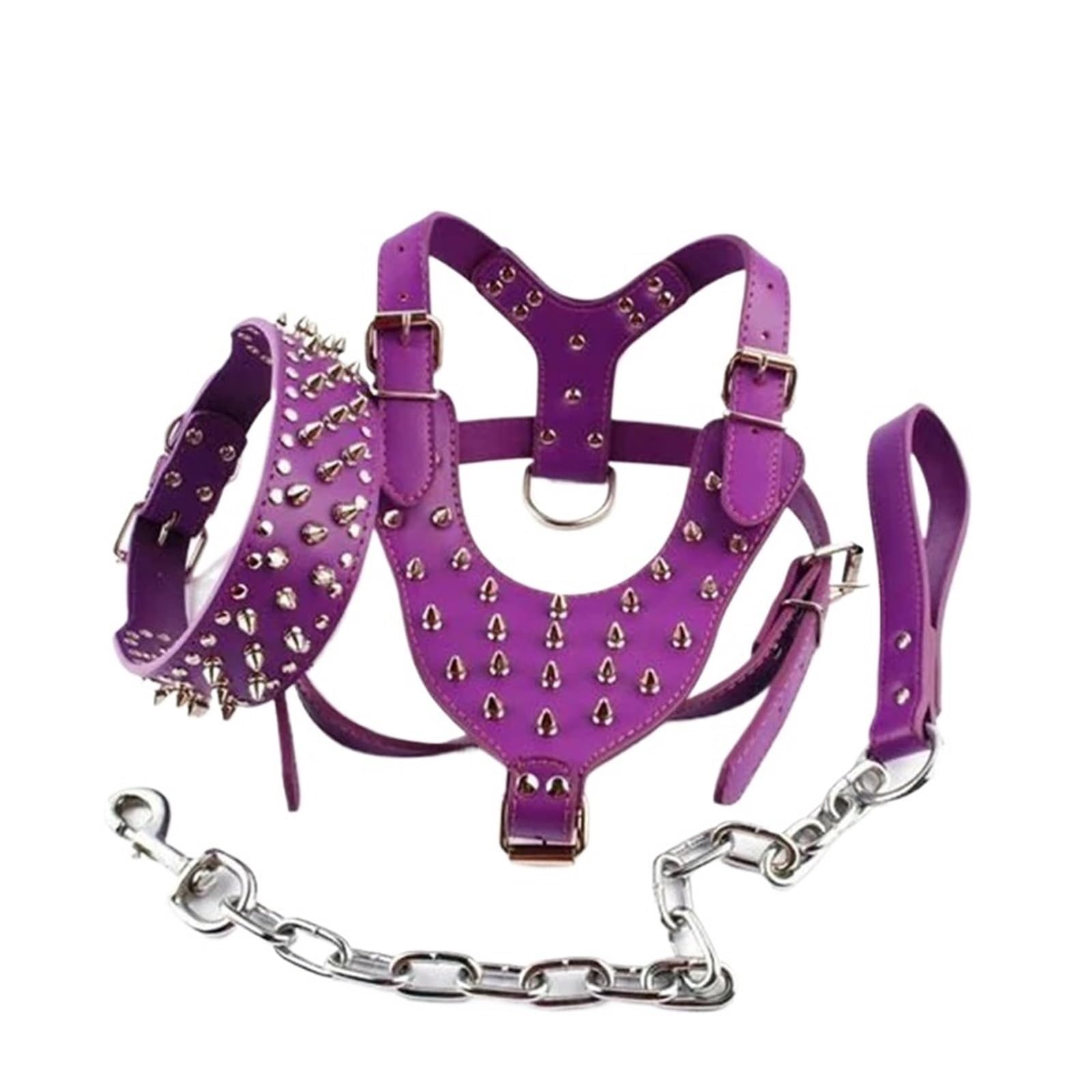 Laisse en cuir pour chien clouté punk collier harnais de luxe taille L