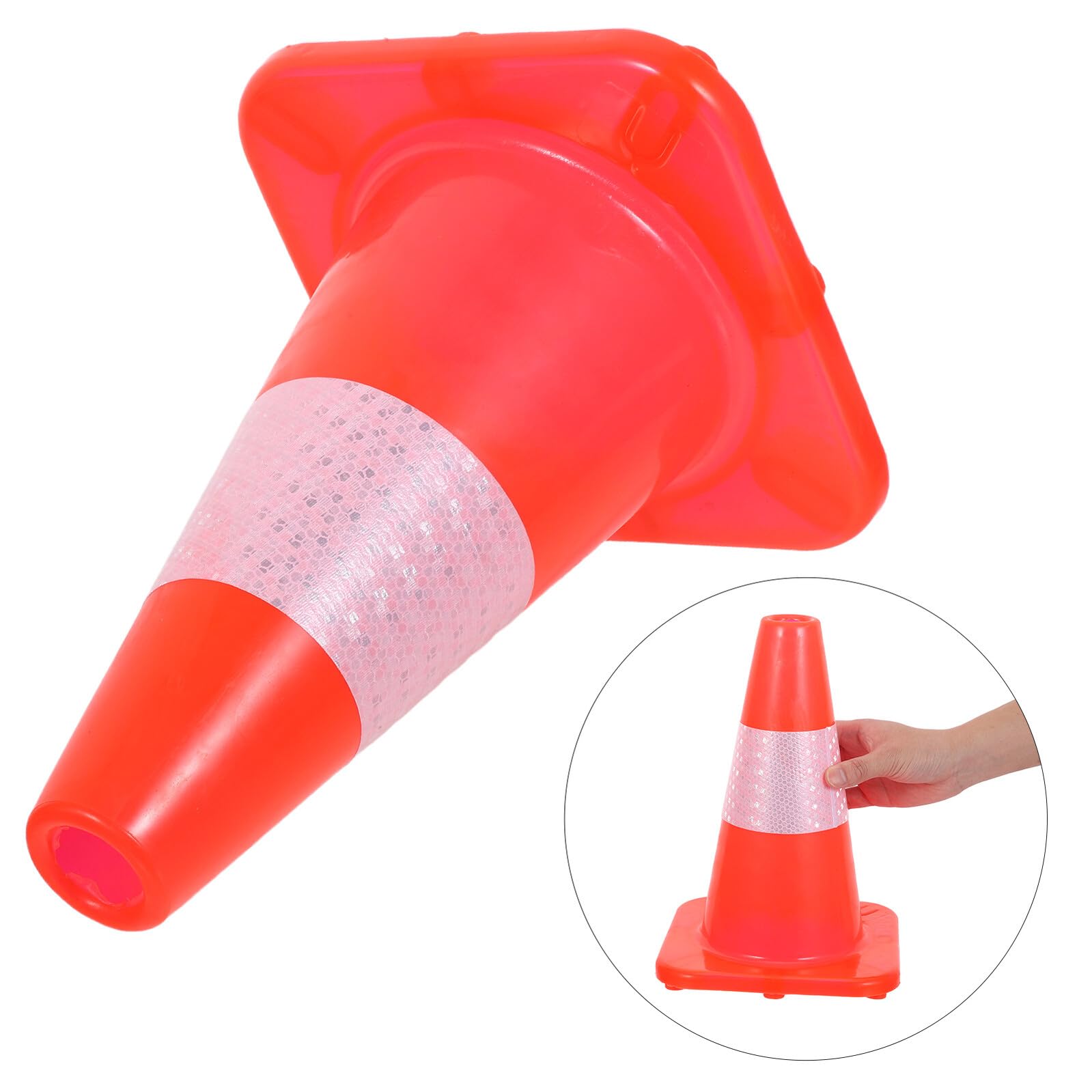 POPETPOP Lot de 3 Cônes de Sécurité en Plastique 30 CM Orange avec Bandes Réfléchissantes Cônes de Signalisation Routière Haute Visibilité pour Chantiers et Parkings Résistants aux