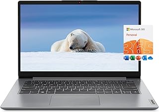 Lenovo Ideapad 1 14" HD Thin Light Student Laptop Computer, Intel Pentium N5030 4-Core, 4GB DDR4 RAM, 128GB eMMC + 128GB MSD Card, Webcam, Bluetooth, WiFi, Windows 11 S, Cloud Grey, 1 Year Office 365