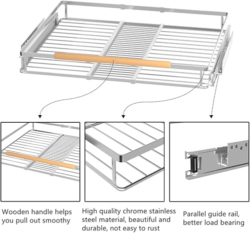 Miniatura 8 de Slideep Organizador de gabinete extraíble expandible  Estante de despensa deslizante resistente  Cajón extraíble de acero inoxidable para armario de