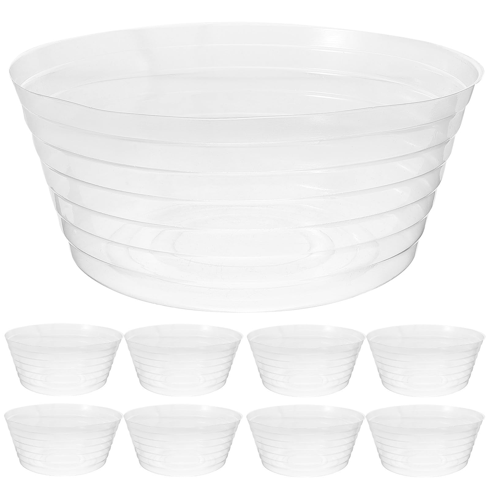 SEWACC 10 Pcs Basket Liner Waterproof Plant Pot Liner for Indoor Flowerpots Clear Plant Saucer for No-Hole Pots Anti-Overflow Planter Base 8.46 in